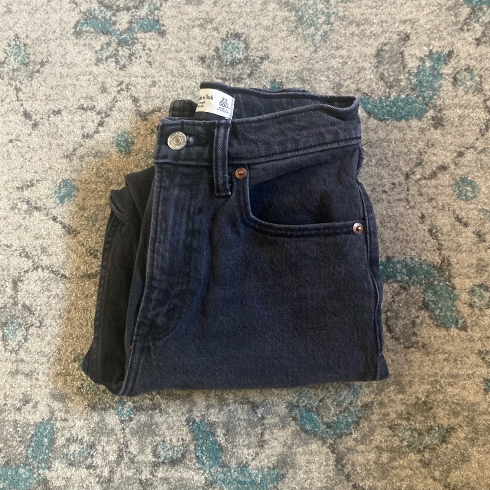 Abercrombie & Fitch 90’s Straight Ultra High Rise Black Jeans Curve Love 23XS